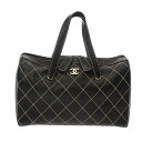 【〜5/3 最大5万円クーポン】CHANEL シャネル ワイルドステッチ ボストンバッグ ブラック レディース レザー ボストンバッグ Bランク 中古 銀蔵