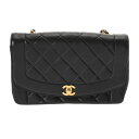 CHANEL シャネル マトラッセ ダイアナ 25cm チェーンショルダー ブラック A01165 レディース ラムスキン ショルダーバッグ Bランク 中古【ロ...