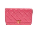 CHANEL シャネル マトラッセ ハート チェーンウォレット ピンク AP3285 レディース ラムスキン ショルダーバッグ Aランク 中古 銀蔵