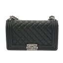 CHANEL シャネル ボーイシャネル チェーンショルダー ブラック レディース ラムスキン ショルダーバッグ Bランク 中古 銀蔵