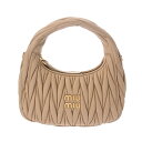 【〜5/16 最大5万円クーポン】MIUMIU ミュウミュウ ワンダーマテラッセ レザーホーボーバッグ ベージュ 5BC125 レディース マテラッセレザー ハ...