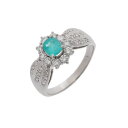 no brand ノーブランド パライバトルマリン ダイヤ0.66ct 0.60ct #17 ブラジル産 17号 レディース Pt900プラチナ リング・指輪 Aランク 中古 銀蔵