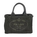 PRADA プラダ カナパ ミニ グレー 1BG439 レディース デニム ハンドバッグ ABランク 中古 銀蔵