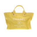CHANEL シャネル ドーヴィル ショッピングバッグ イエロー AS3257 レディース キャンバス ショルダーバッグ Aランク 中古 銀蔵