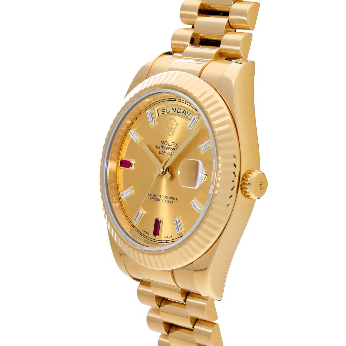 【〜8/11 最大5万円クーポン】ロレックス デイデイト II 218238BG ランダムシリアル シャンパン/ダイヤモンド/ルビー メンズ 腕時計 自動巻き 中古 銀蔵