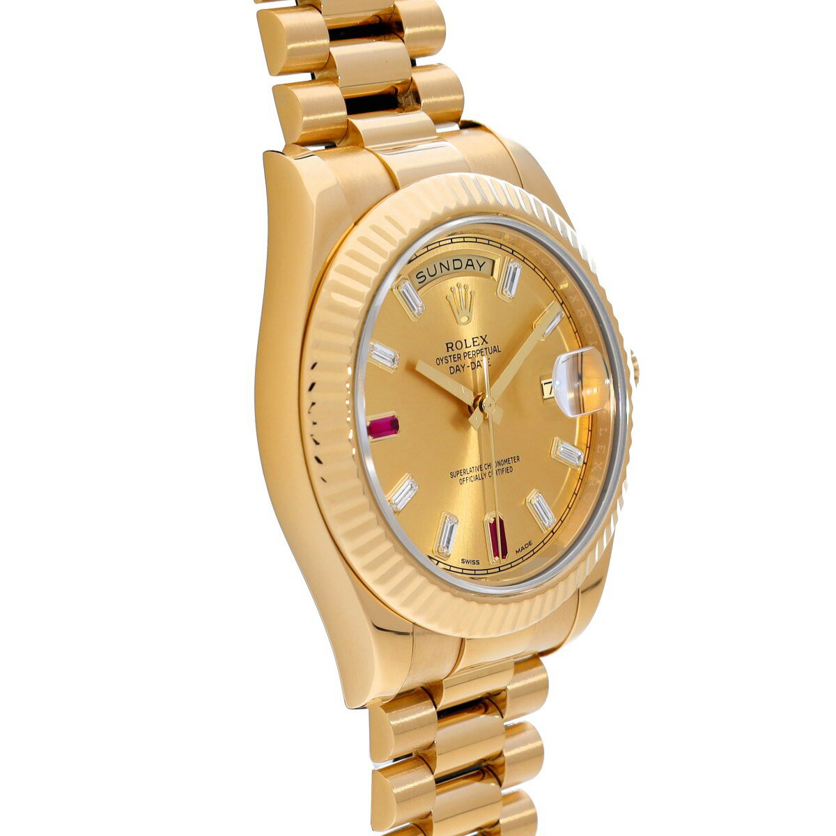 【〜8/11 最大5万円クーポン】ロレックス デイデイト II 218238BG ランダムシリアル シャンパン/ダイヤモンド/ルビー メンズ 腕時計 自動巻き 中古 銀蔵