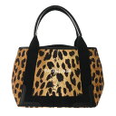 BALENCIAGA バレンシアガ ネイビーカバス S レオパード ベージュ 339933 レディース キャンバス レザー ハンドバッグ Aランク 中古 銀蔵