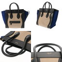 CELINE セリーヌ ラゲージ ミニショッパー ブラック/ブルー/グレー 165213 レディース スムースカーフ/スエード ハンドバッグ Bランク 中古 銀...