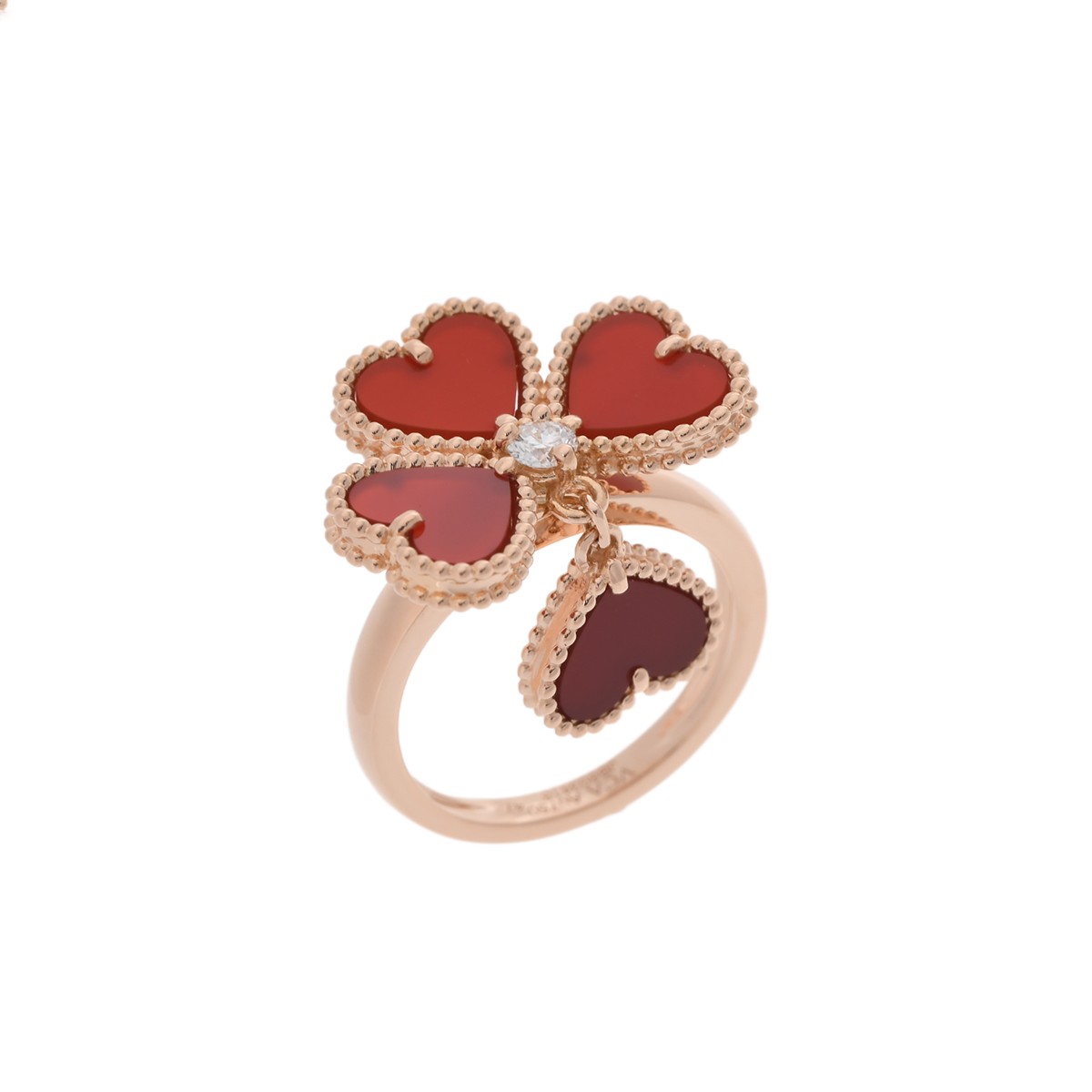 Rakuten - VAN CLEEF & ARPELS ヴァンクリーフ＆アーペル スウィートハート カーネリアン ダイヤ #47 7号 レディース K18ピンクゴールド PG リング・指輪 Aランク 中古【ローン24回払い無金利】 銀蔵