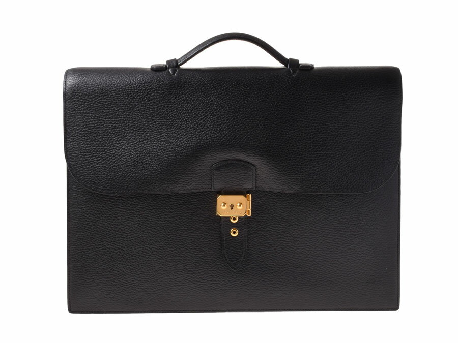 中古 エルメス サック ア デペッシュ41 アルデンヌ 黒 G金具 C刻印 HERMES