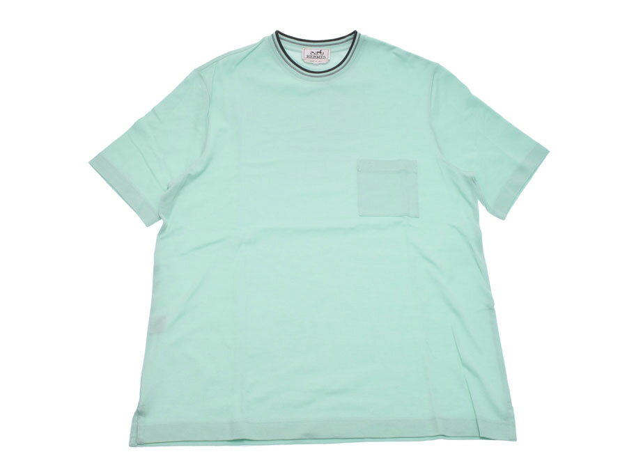 新品 エルメス クルーネックTシャツ 鹿のこ コットン100％ ミントグリーン サイズXL HERMES◇