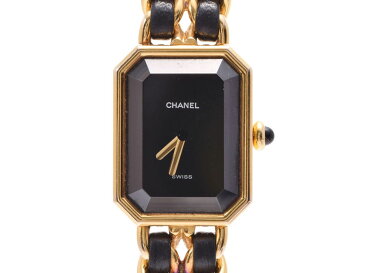 中古 シャネル プルミエール Sサイズ GP/革 クオーツ レディース 時計 CHANEL 銀蔵