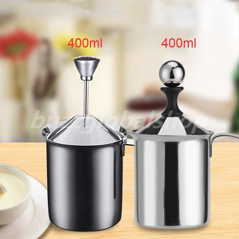 ミルク泡立て器 ステンレス鋼 ダブルメッシュ ミルクフォーマー DIYファンシー ホワイト コーヒークリ..