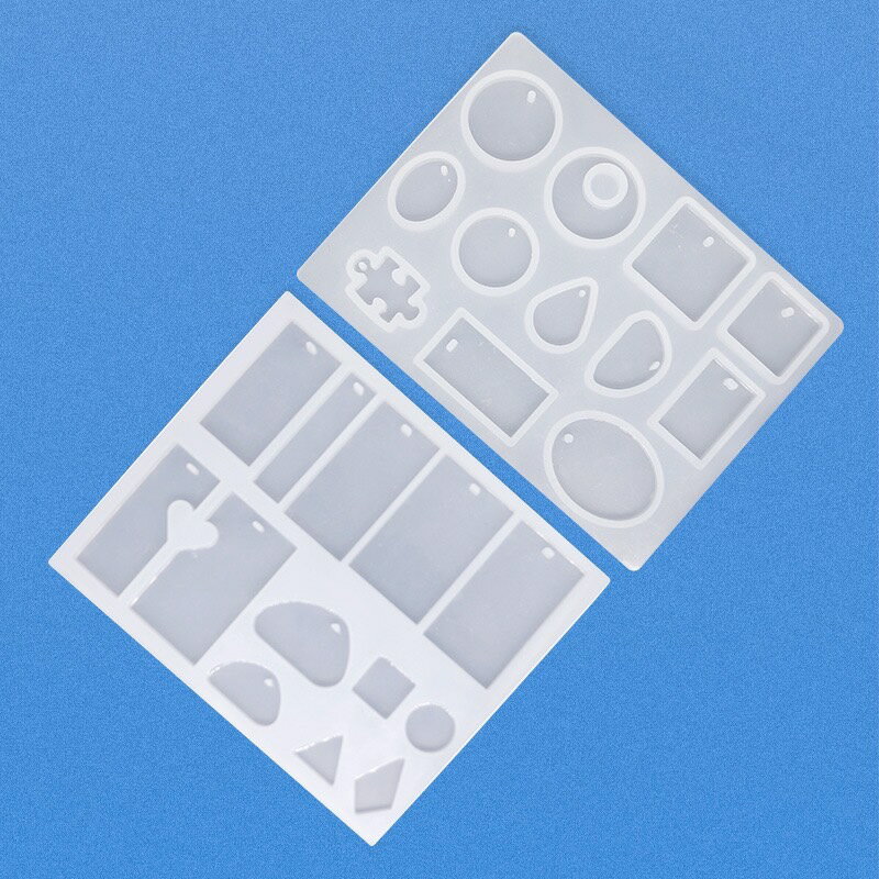 シリコンモールド 穴あき レジン型 長方形 円形 楕円 三角 ひし形 アクセサリー パーツ レジン エポキシ樹脂 粘土 ハンドメイド 材料(3)