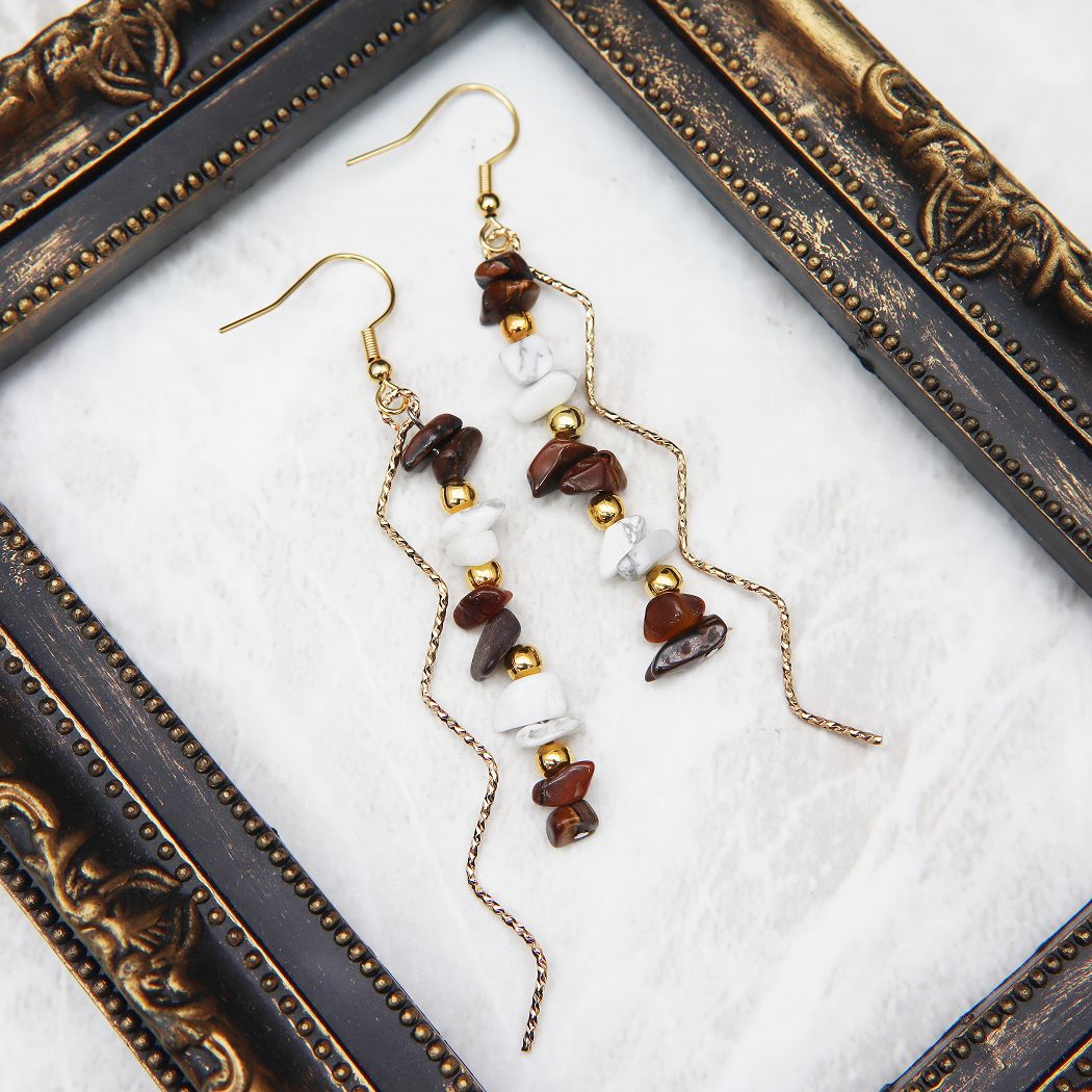 タイガーアイターコイズフックピアス...