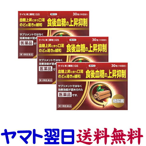 【第3類医薬品】糖尿病薬 ケイヒ末 顆粒 GS 30包 ×3個セット 食後血糖の上昇抑制、血糖上昇に伴う口渇、のどの渇き