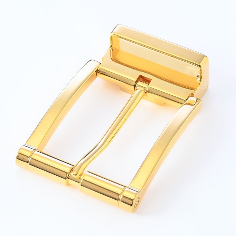 幅3.5cm用 バックルのみ クリップ式ピンバックル ブラス100% 実用新案取得モデル ゴールド 裏ロゴモデル
