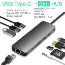 USB Type C MacBook Pro ハブ MacBook Air 2020対応 9in1 4K HDMI 1Gbps有線LAN PD充電 USB 3.0x2 microSD SDスロット 拡張 変換 スペースグレイ 軽量 Galaxy ChromeBook VAIO Mac Windows対応