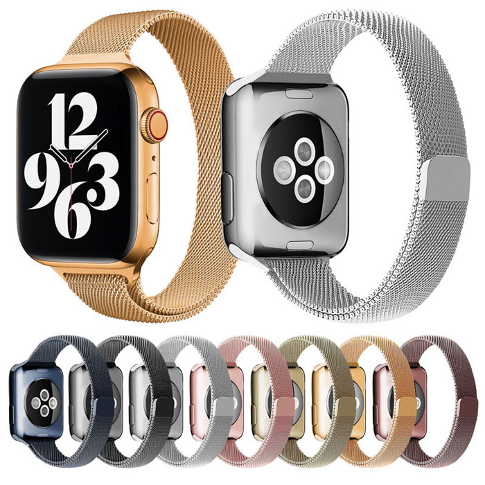 Apple Watch 対応 バンド コンパチブル アップルウォッチバンド ステンレス留め金製 コンパチブル Apple Watch ベルト コンパチブル バンド ステンレス メッシュ ミラネーゼループ 無段階調整 ベルトメンズ レディース