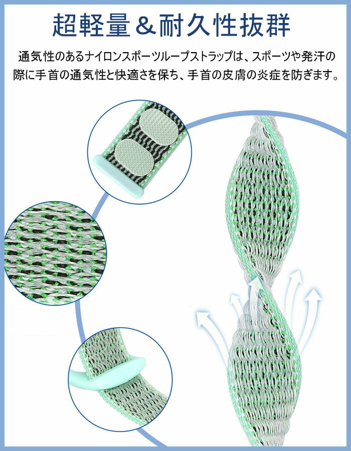 For Xiaomi Miband4 対応 編みナイロン 腕時計バンド 替えベルト Miband3 にも対応 一体型 ベルクロ設計 柔らかい通気性 ナイロンループ スポーツ 交換用 ベルト