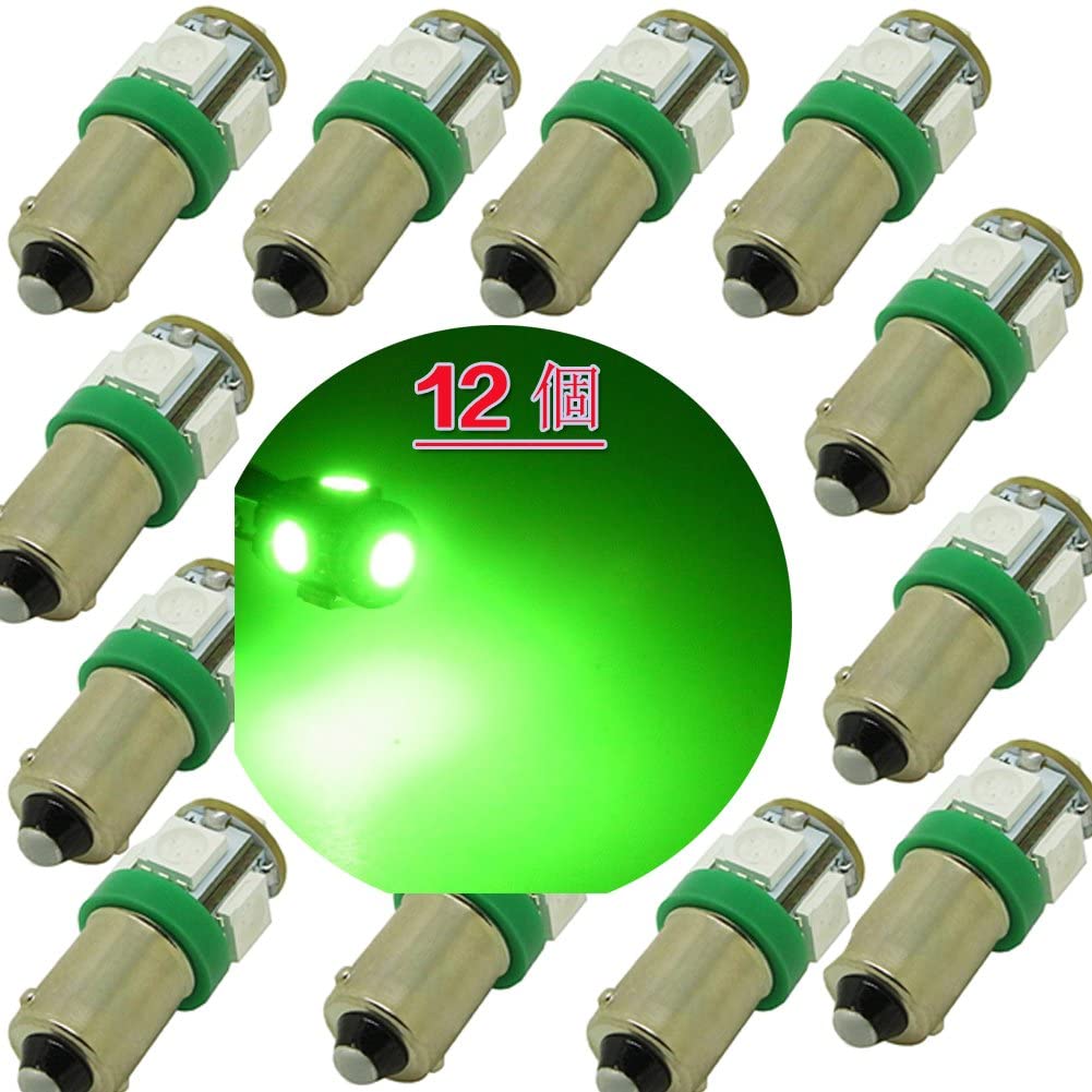 XANGETOR24V用グリーン12個セットBa9s50505連SMDLEDライセンスライトトランク灯電球大型車・トラックにも対応(緑24V)