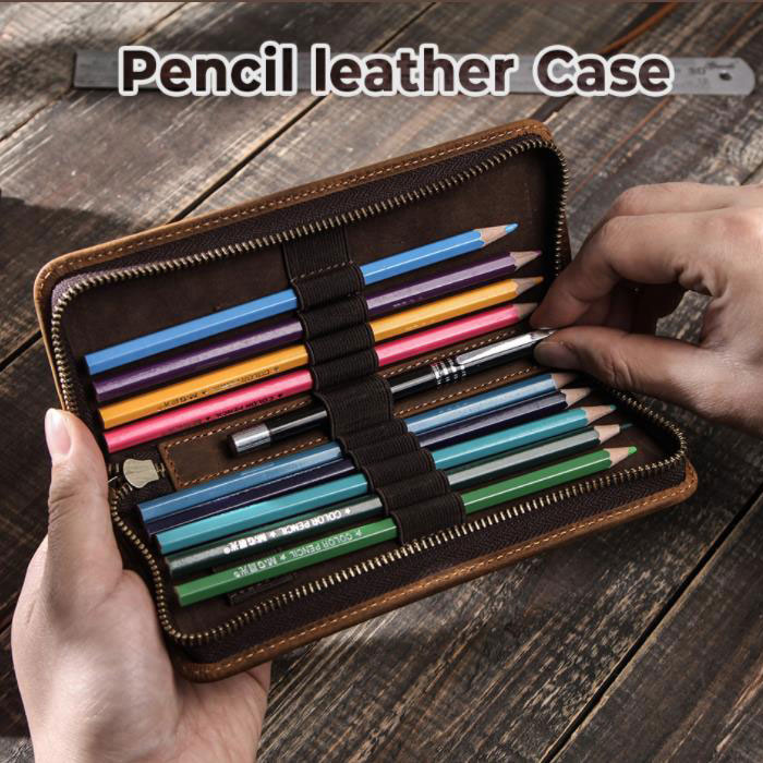 本革カーテンレザーペンケース 大容量 10本 ペンケース【レザー 紳士用 記念品 レトロ ギフト 男性 ギフト 紳士 メンズ 父の日 敬老の日 プレゼント ステ...