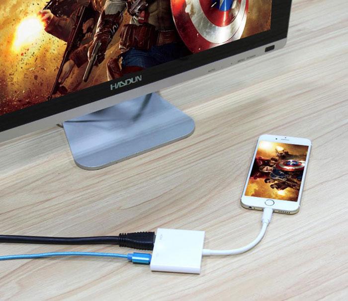 iPhone HDMI 変換アダプタ，Lightning 変換アダプター digital avアダプタ 設定不要 操作簡単 高解像度 接続ケーブル Lightning HDMI ケーブル スマホ ゲームiPhone/iPad/iPodをテレビ出力対応