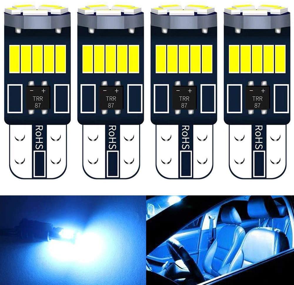 T10 LED ブルー 爆光 4個 ポジションランプ T10 led キャンセラー内蔵 5W 15個4014LED素子 車検対応 12V LED ルームランプ T10 ポジション球 ナンバー灯 (青4個セット)