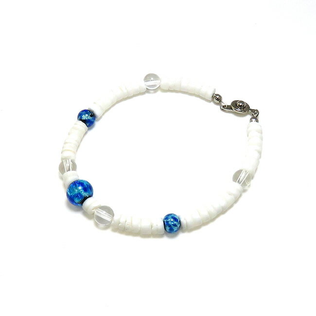 ブレスレット 天然石 シェル 貝 ビーズ 蛍玉 ほたる玉 とんぼ玉 蓄光 琉球 国産 日本製 おすすめ プレゼント ギフト bb361