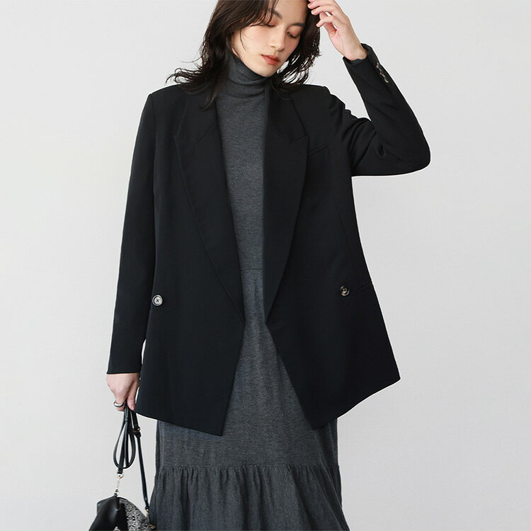 【16%OFF】ジャケット レディース 黒 秋 冬 カジュアル おしゃれ アウター ライトアウター 羽織り 長袖 ゆったり 着痩せ テーラード きれいめ 体型カ...