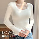 カットソー トップス レディース リブ インナー Tシャツ 長袖 1枚で決まる ゆったり 着痩せ プルオーバー おしゃれ きれいめ 体型カバー かわいい 可愛い クルーネック Uネック 丸首 シンプル 無地 大きいサイズ レイヤード 柔らかい 薄手 春 秋 冬