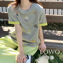 【24%OFF】【メール便送料無料】Tシャツ レディース 半袖 カジュアル トップス カットソー 大きいサイズ ゆったり おしゃれ 薄手 1枚で決まる 着痩せ プルオーバー きれいめ 体型カバー かわいい 可愛い クルーネック 丸首 刺繍 シンプル バイカラー 柔らかい 春 夏 春夏