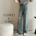 【19%OFF】デニムパンツ デニム パンツ レディース ストレート 大きいサイズ ワイド ワイドパンツ ジーンズ ジーパン ボトムス 体型カバー ゆったり ハイウエスト ハイライズ ストレートデニム きれいめ 大人 カジュアル おしゃれ ダメージ クラッシュ 加工 春 夏 秋 冬