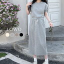 【19%OFF】セットアップ スウェット トップス カットソー プルオーバー レディース スカート ナロースカート ボトム 上下セット 半袖 ゆったり 体型カバ...