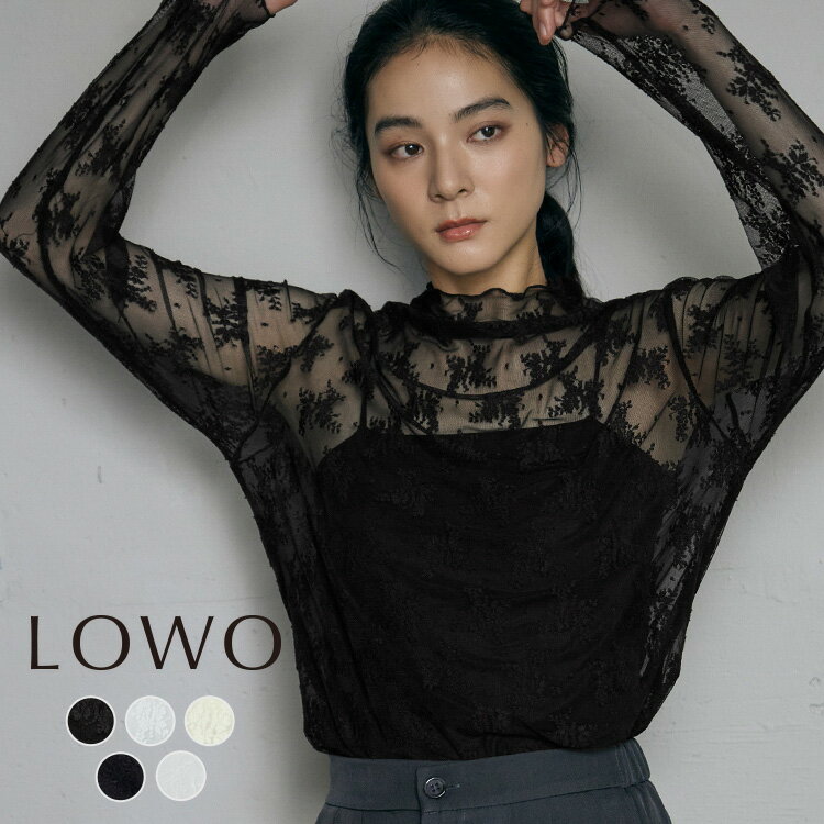 【5％OFF】トップス レディース 1枚で決まる 長袖 ゆったり 着痩せ レース カットソー プルオーバー おしゃれ きれいめ 体型カバー かわいい 可愛い ハイネック タートルネック シンプル 刺繍 大きいサイズ 柔らかい 薄手 シアー レイヤード 2タイプ 春 秋 冬 秋冬