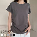 【20%OFF】Tシャツ レディース 半袖 カジュアル トップス カットソー 大きいサイズ ゆったり おしゃれ 薄手 1枚で決まる 着痩せ プルオーバー きれいめ 体型カバー かわいい 可愛い クルーネック 丸首 無地 シンプル ギャザー 柔らかい 綿 コットン 綿混 春 夏 春夏