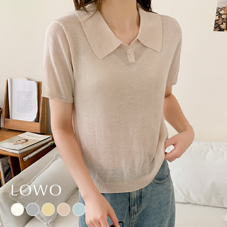 【33%OFF】ポロシャツ レディース 半袖 カジュアル ニット トップス カットソー 大きいサイズ ゆったり おしゃれ 薄手 1枚で決まる 着痩せ プルオーバ...