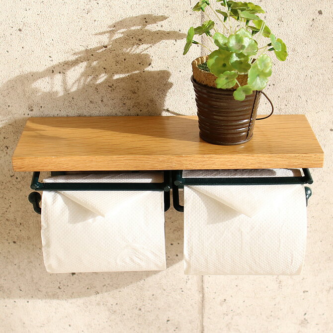 TAO トイレットペーパーホルダー 2連 【メッセージカード対応】 木製 おしゃれ 北欧 2連 収納 棚付き ..