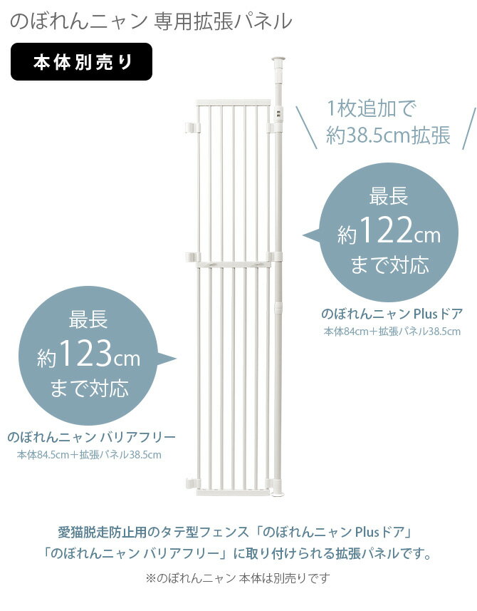 猫 脱走防止 柵 【本体別売】のぼれんニャン Plusドア、バリアフリー 専用拡張パネル cp259 【メッセージカード対応】 猫用 脱走防止 柵 ゲート フェンス 窓 玄関 拡張パネル ホワイト 白 【あす楽】