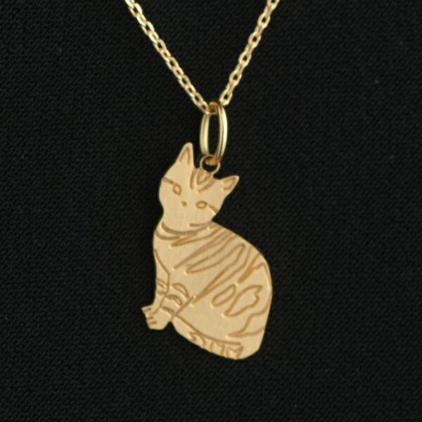 刻印可K18Catcharm猫のチャームShima猫チャームアクセサリージュエリー金18ギフトクリスマスアメリカンショートヘアー