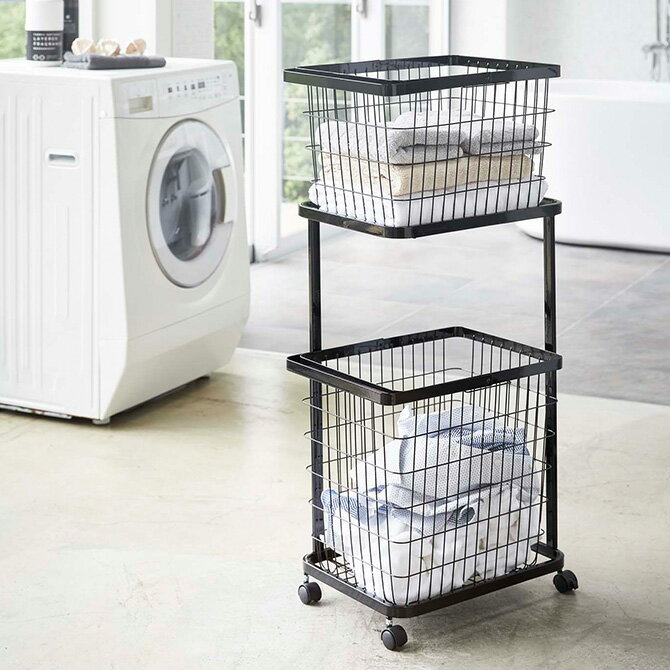 山崎実業 tower タワー ランドリーワゴン+バスケット 【メッセージカード対応】 【クーポン対象外】 ラ..