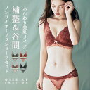 脇高でしっかり補正&谷間 ノンワイヤー ブラジャー ショーツ セット レディース ブラ フリル レース 下着 上下 SET インナー ショーツ ブラショーツ?ブ...