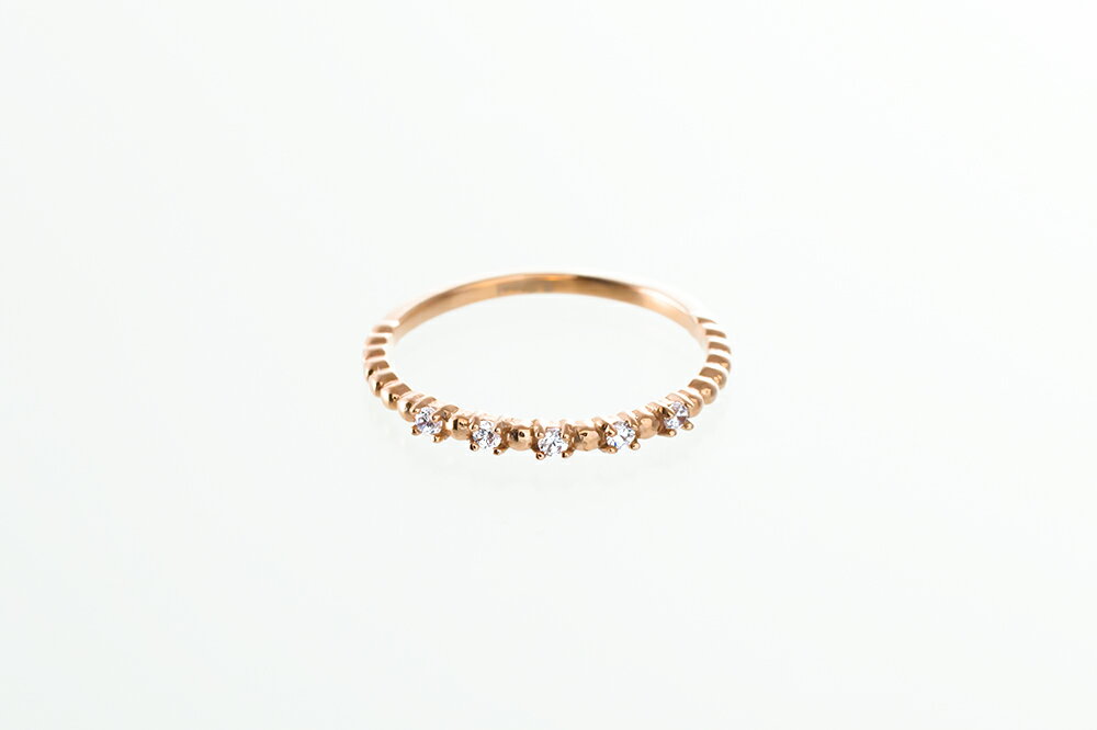 【ゆうパケットのみ送料無料】5ストーンピンキーリング ピンクゴールド|ステンレス|3号|重ね付け|ファランジリング|ミディーリング|関節リング|ゴールド|シルバー|ノンアレルギー|5粒|シンプル|小指|プチギフト|キュービックジルコニア|可愛い