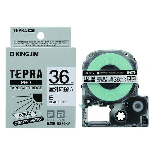 テプラPROテ-プ屋外に強い白／黒文字 オフィス機器 ラベルライター テプラテープ キングジム SS36KV 4971660776757