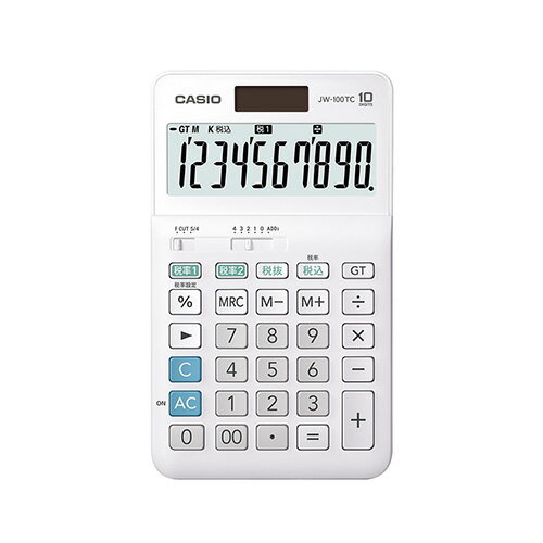 W税電卓 オフィス機器 電卓 電子辞書 電卓 カシオ JW-100TC-N 4549526608391
