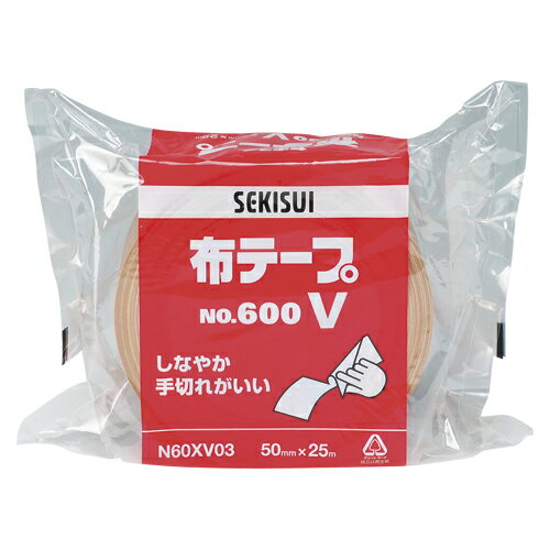 布テープ廉価版NO．600V 50X25 作業用品 制服 梱包テープ 養生テープ 布テープ 積水化学 600V 50X25 4901860184625