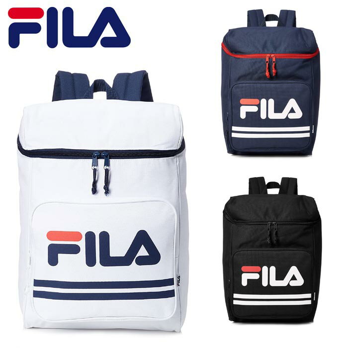 FILA リュック フィラ パック メンズ レディース バックパック ボックス型 大容量 ブラック/ネイビー/ホワイト FM2007 リュックサック デイパック ブランド おしゃれ 人気 通学