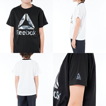 Reebok リーボック ラッシュガード キッズ 男の子 半袖 Tシャツ Boys ラッシュTシャツ 水着 ブラック/ホワイト 129-244 ジュニア プール 海水浴 水遊び スイムウェア【 メール便 】