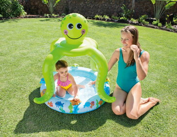 プール インテックス ビニールプール 子供用プール 家庭用プール 57115 タコ 102x104cm SMILING OCTOPUS SHADE BABY POOL INTEX 赤ちゃん 子供 男の子 女の子 幼児 楽しい 送料無料