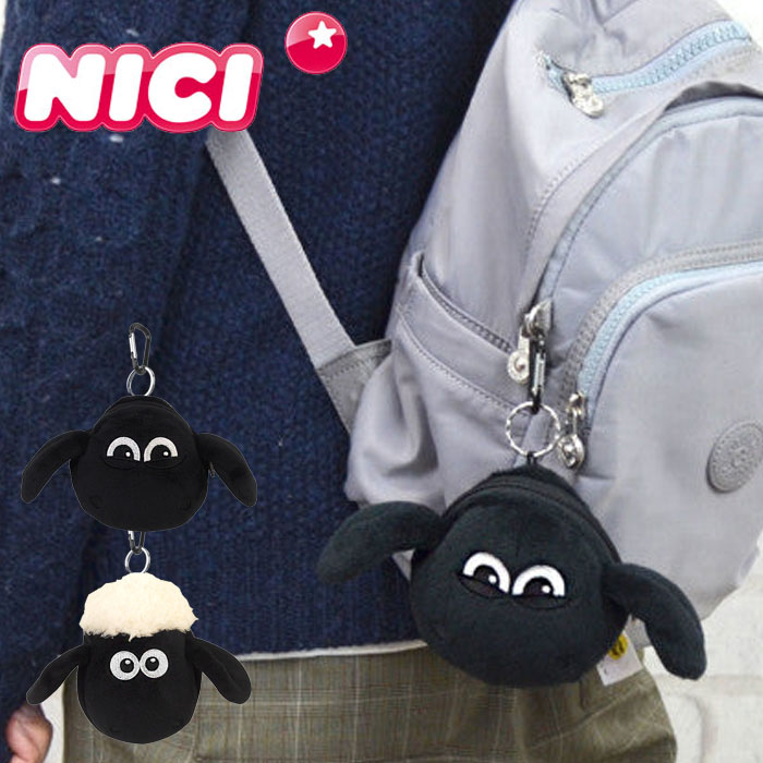 nici ニキ ポーチ ミニポーチ ひつじのショーン フイギュア レディース キッズ コインケース 小銭入れ 小物 小物入れ カラビナ キーホルダー フィギュアポーチ ミニ バッグチャーム アクセサリー ギフト プレゼント 高校生 大学生 ヒツジ 羊 メール便